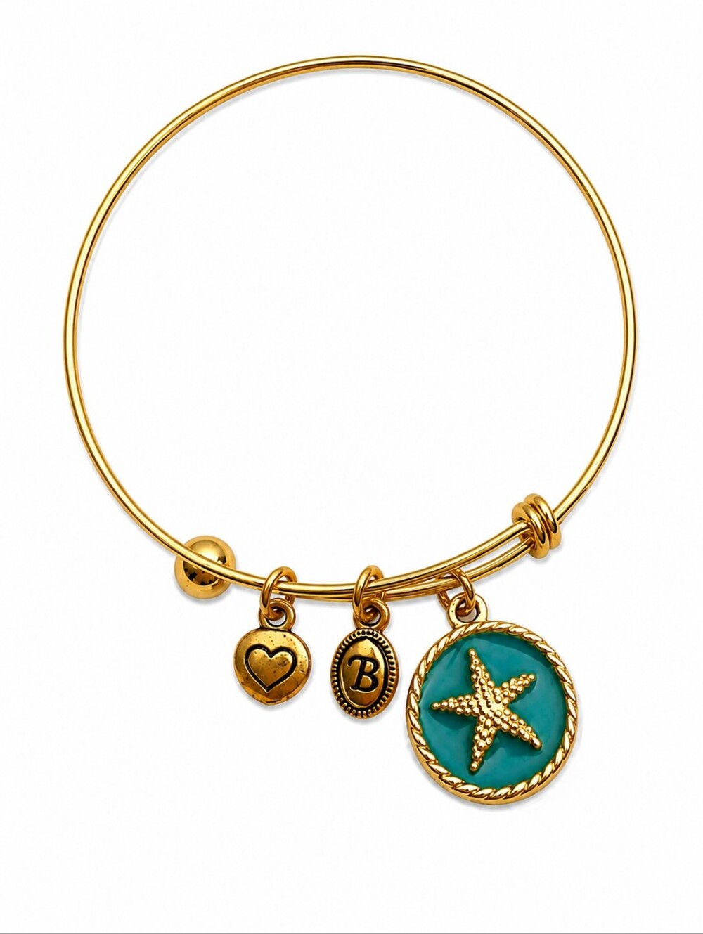 3/$30 BELLA PERLINA Starfish and Heart Charm Slide Bracelet
